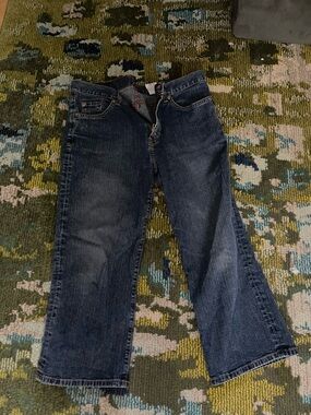 Dark Wash Straight Leg Jeans - Blue